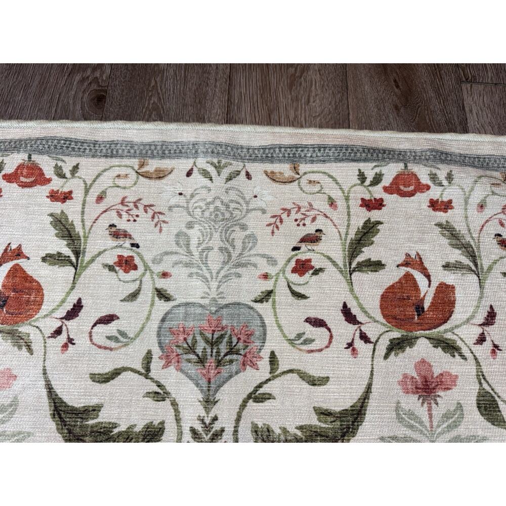 Ruggable Foxfen Ivory Multicolor Flatwoven Rug 2’ x 3’ Fox Animal - Picture 6 of 13